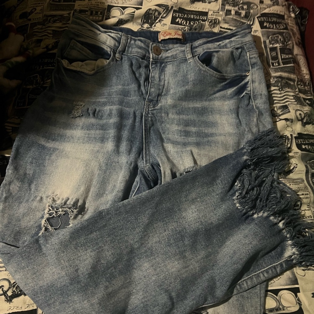 Blue Distressed Women's Jeans
